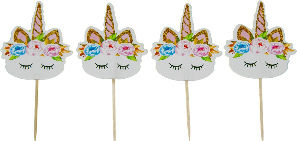 Unicorn / Eenhoorn | 24 stuks | cocktail prikker | cupcake decoratie | prikkers met versiering | taartversiering